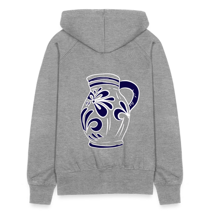 Bembel - weiß, blau- Hessisch Mundart - Frauen Premium Kapuzen Jacke - by Artful Alchemist