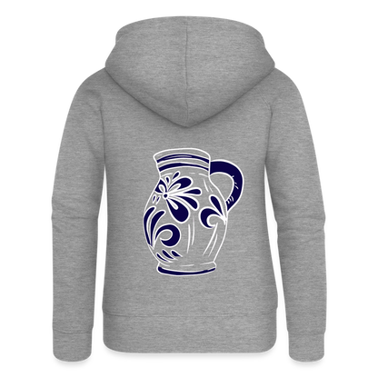 Bembel - weiß, blau- Hessisch Mundart - Frauen Premium Kapuzen Jacke - by Artful Alchemist