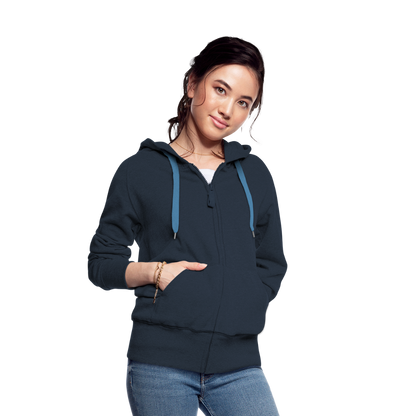 Bembel - weiß, blau- Hessisch Mundart - Frauen Premium Kapuzen Jacke - by Artful Alchemist