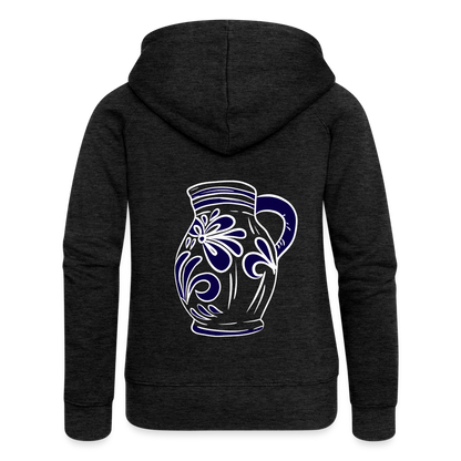 Bembel - weiß, blau- Hessisch Mundart - Frauen Premium Kapuzen Jacke - by Artful Alchemist