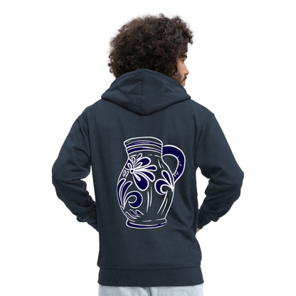 Bembel - weiß, blau - Hessisch Mundart - Männer Premium Kapuzen Jacke - by Artful Alchemist
