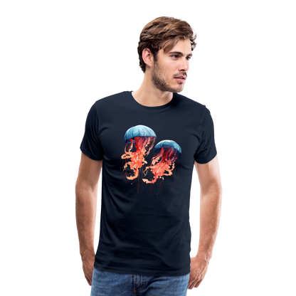 Rosa Blaue Aquarell Quallen - Männer Premium T-Shirt - by Artful Alchemist