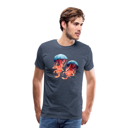 Rosa Blaue Aquarell Quallen - Männer Premium T-Shirt - by Artful Alchemist