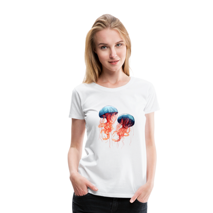 Rosa Blaue Aquarell Quallen - Frauen Premium T-Shirt - by Artful Alchemist