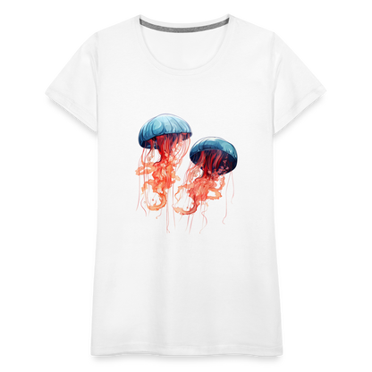 Rosa Blaue Aquarell Quallen - Frauen Premium T-Shirt - by Artful Alchemist