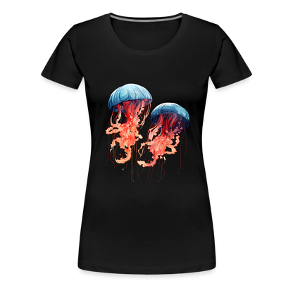 Rosa Blaue Aquarell Quallen - Frauen Premium T-Shirt - by Artful Alchemist