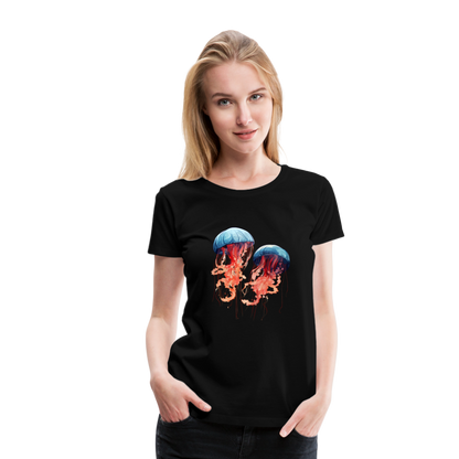 Rosa Blaue Aquarell Quallen - Frauen Premium T-Shirt - by Artful Alchemist