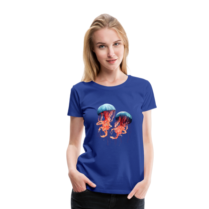 Rosa Blaue Aquarell Quallen - Frauen Premium T-Shirt - by Artful Alchemist