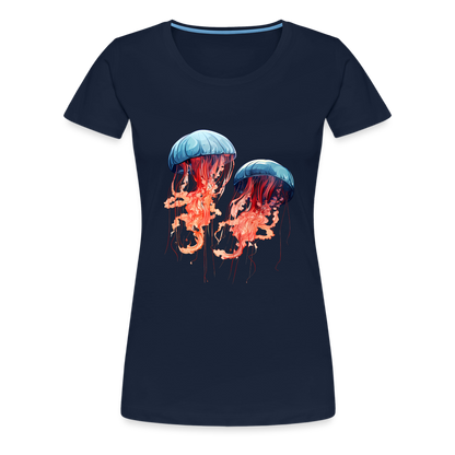 Rosa Blaue Aquarell Quallen - Frauen Premium T-Shirt - by Artful Alchemist