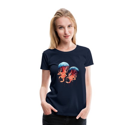 Rosa Blaue Aquarell Quallen - Frauen Premium T-Shirt - by Artful Alchemist