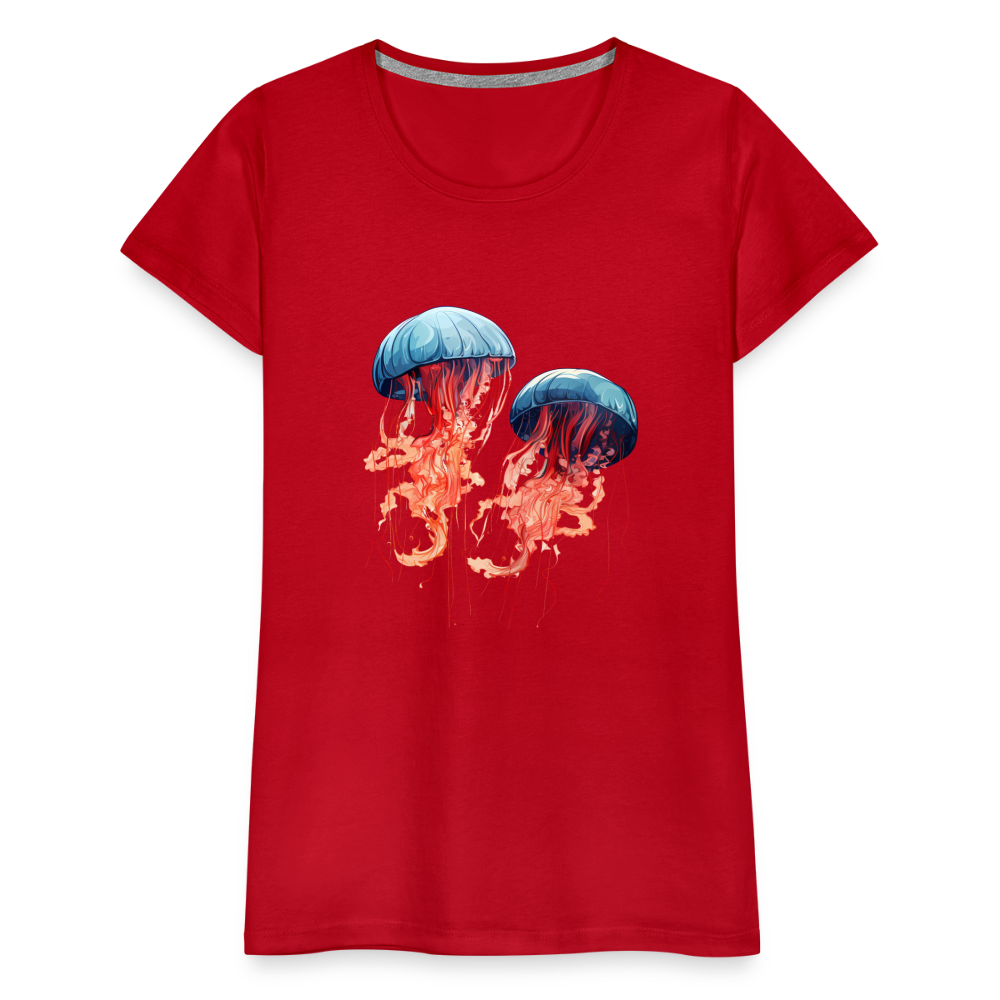 Rosa Blaue Aquarell Quallen - Frauen Premium T-Shirt - Rot