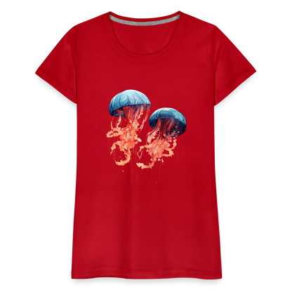 Rosa Blaue Aquarell Quallen - Frauen Premium T-Shirt - by Artful Alchemist