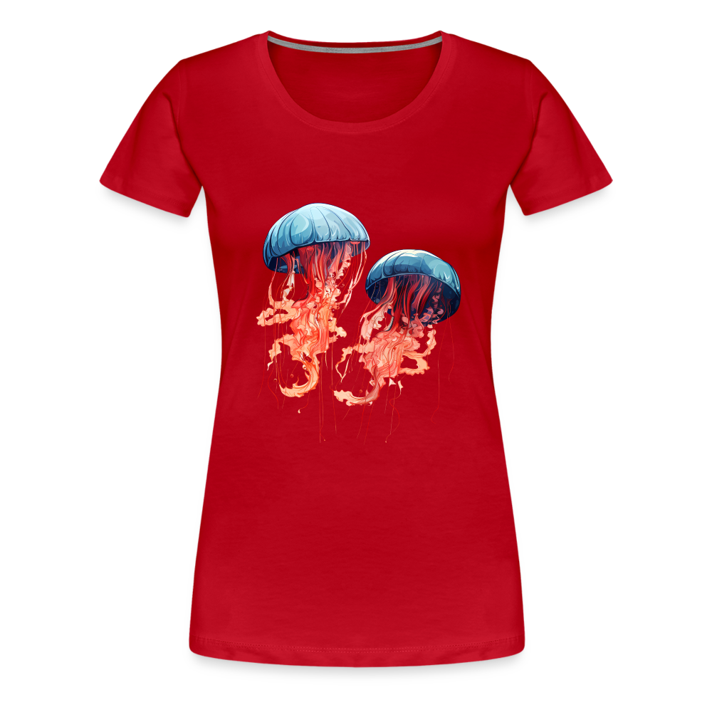 Rosa Blaue Aquarell Quallen - Frauen Premium T-Shirt - Rot