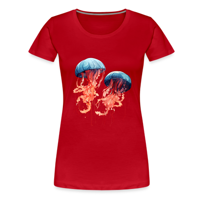 Rosa Blaue Aquarell Quallen - Frauen Premium T-Shirt - by Artful Alchemist