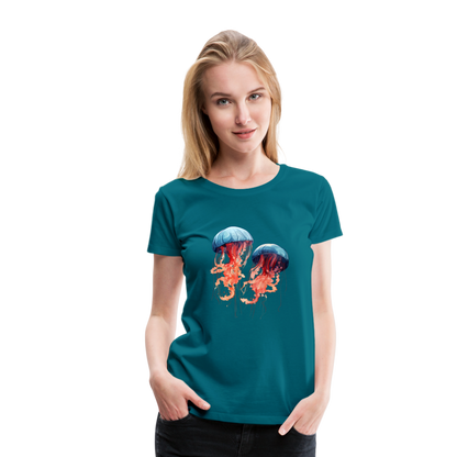 Rosa Blaue Aquarell Quallen - Frauen Premium T-Shirt - by Artful Alchemist