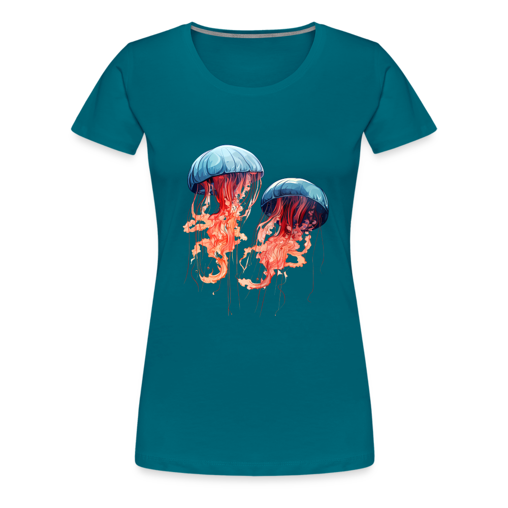 Rosa Blaue Aquarell Quallen - Frauen Premium T-Shirt - Divablau