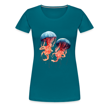 Rosa Blaue Aquarell Quallen - Frauen Premium T-Shirt - by Artful Alchemist