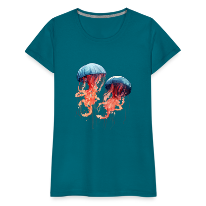 Rosa Blaue Aquarell Quallen - Frauen Premium T-Shirt - by Artful Alchemist