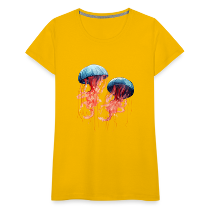 Rosa Blaue Aquarell Quallen - Frauen Premium T-Shirt - by Artful Alchemist