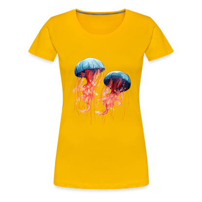 Rosa Blaue Aquarell Quallen - Frauen Premium T-Shirt - by Artful Alchemist