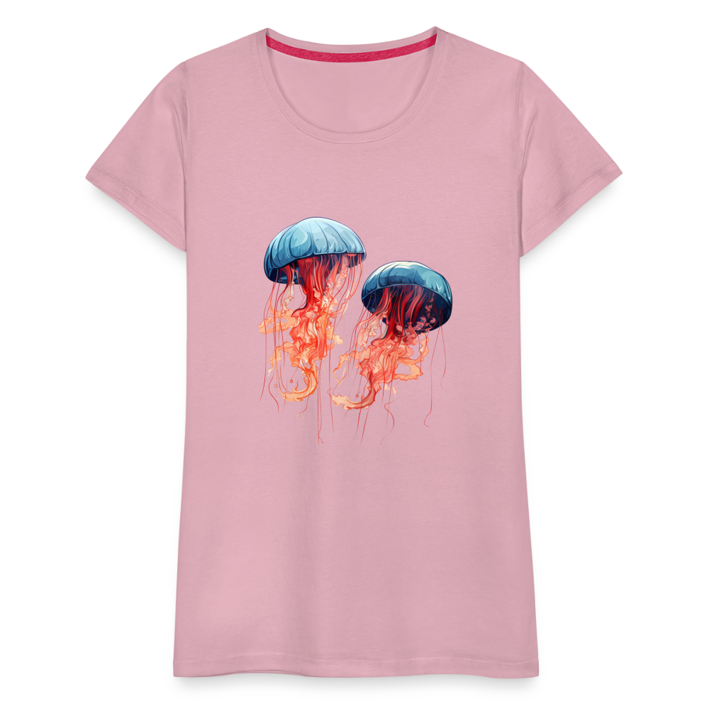 Rosa Blaue Aquarell Quallen - Frauen Premium T-Shirt - Hellrosa