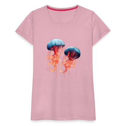 Rosa Blaue Aquarell Quallen - Frauen Premium T-Shirt - by Artful Alchemist