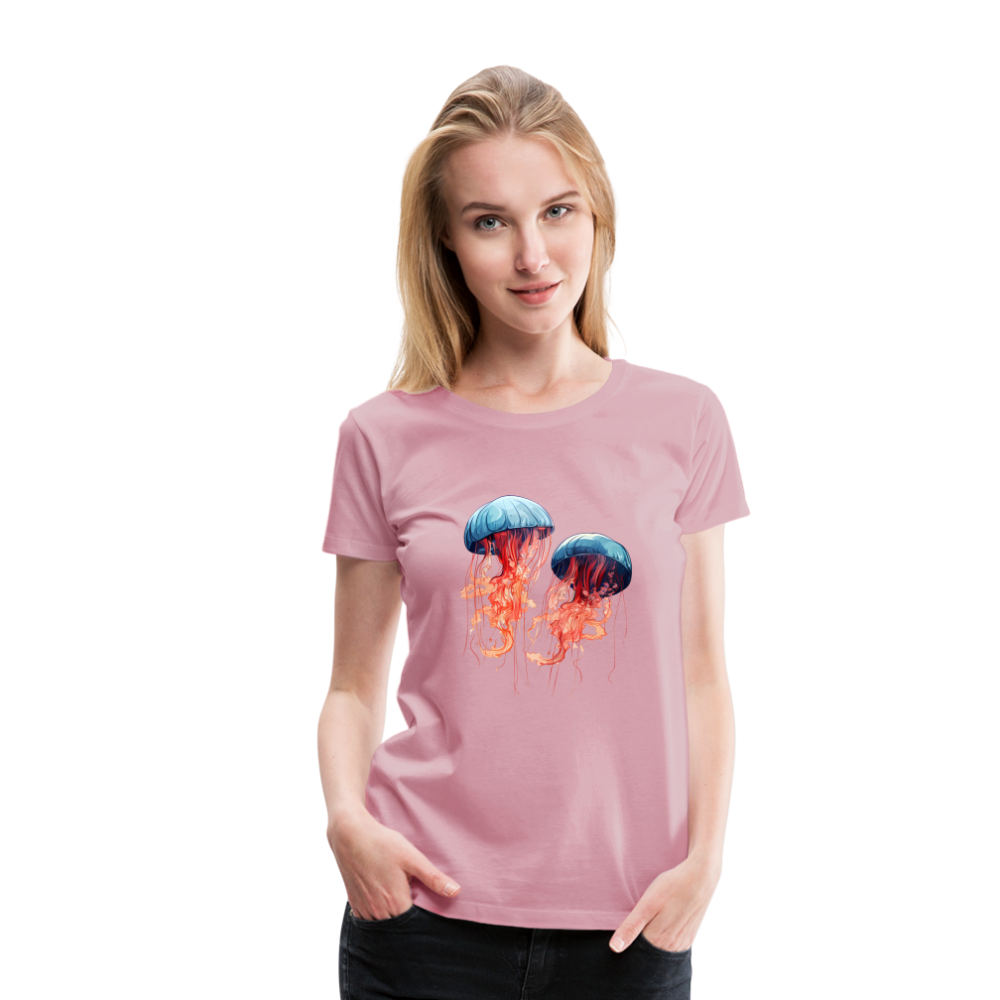 Rosa Blaue Aquarell Quallen - Frauen Premium T-Shirt - Hellrosa