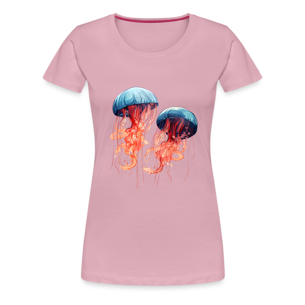 Rosa Blaue Aquarell Quallen - Frauen Premium T-Shirt - Hellrosa