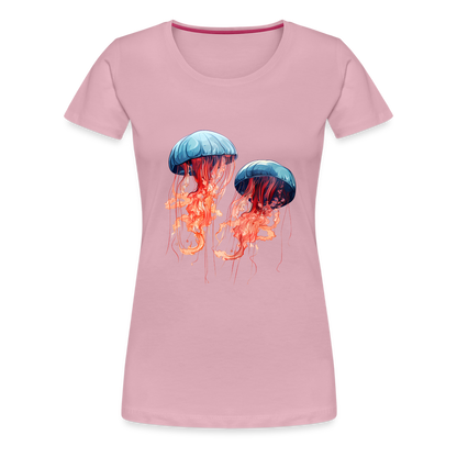 Rosa Blaue Aquarell Quallen - Frauen Premium T-Shirt - by Artful Alchemist