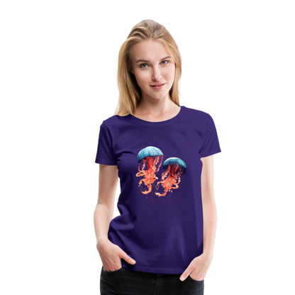Rosa Blaue Aquarell Quallen - Frauen Premium T-Shirt - by Artful Alchemist