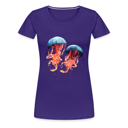 Rosa Blaue Aquarell Quallen - Frauen Premium T-Shirt - by Artful Alchemist