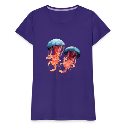 Rosa Blaue Aquarell Quallen - Frauen Premium T-Shirt - by Artful Alchemist