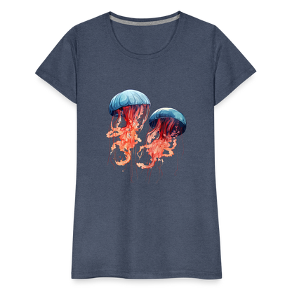 Rosa Blaue Aquarell Quallen - Frauen Premium T-Shirt - by Artful Alchemist