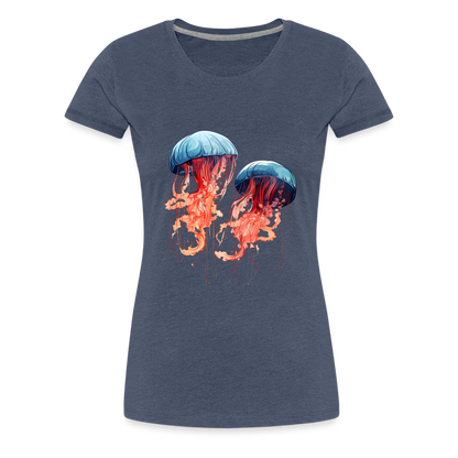Rosa Blaue Aquarell Quallen - Frauen Premium T-Shirt - by Artful Alchemist