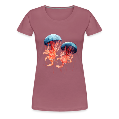 Rosa Blaue Aquarell Quallen - Frauen Premium T-Shirt - by Artful Alchemist
