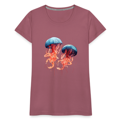 Rosa Blaue Aquarell Quallen - Frauen Premium T-Shirt - by Artful Alchemist