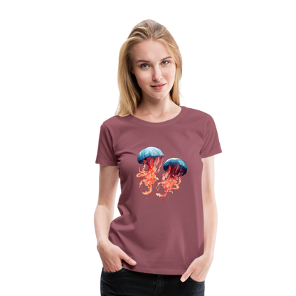 Rosa Blaue Aquarell Quallen - Frauen Premium T-Shirt - by Artful Alchemist