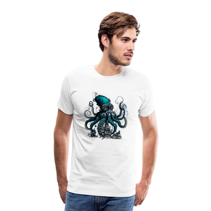 Steampunk Riesenkraken über kleinem Dorf - Männer Premium T-Shirt - by Artful Alchemist