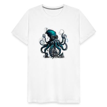 Steampunk Riesenkraken über kleinem Dorf - Männer Premium T-Shirt - by Artful Alchemist