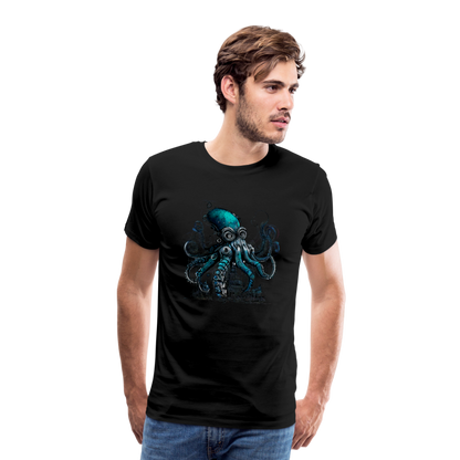 Steampunk Riesenkraken über kleinem Dorf - Männer Premium T-Shirt - by Artful Alchemist
