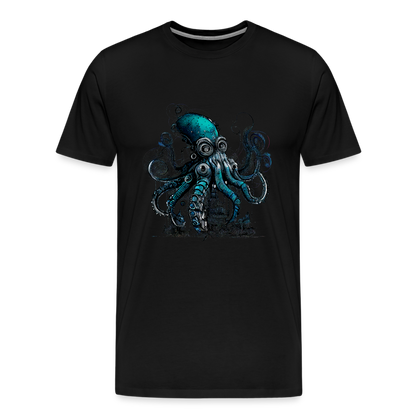 Steampunk Riesenkraken über kleinem Dorf - Männer Premium T-Shirt - by Artful Alchemist