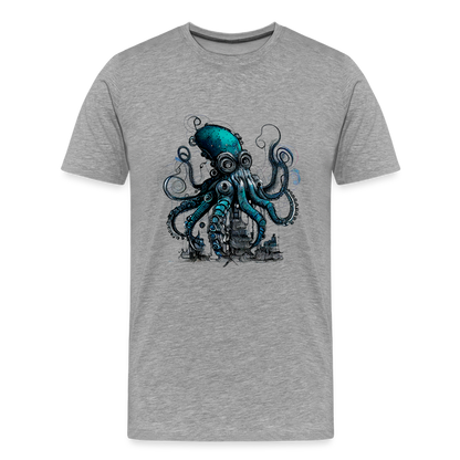 Steampunk Riesenkraken über kleinem Dorf - Männer Premium T-Shirt - by Artful Alchemist