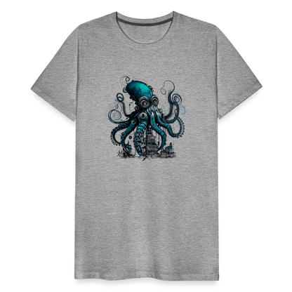 Steampunk Riesenkraken über kleinem Dorf - Männer Premium T-Shirt - by Artful Alchemist