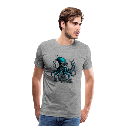 Steampunk Riesenkraken über kleinem Dorf - Männer Premium T-Shirt - by Artful Alchemist