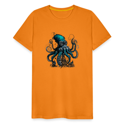 Steampunk Riesenkraken über kleinem Dorf - Männer Premium T-Shirt - by Artful Alchemist