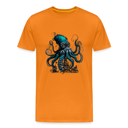 Steampunk Riesenkraken über kleinem Dorf - Männer Premium T-Shirt - by Artful Alchemist