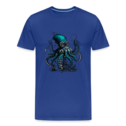 Steampunk Riesenkraken über kleinem Dorf - Männer Premium T-Shirt - by Artful Alchemist
