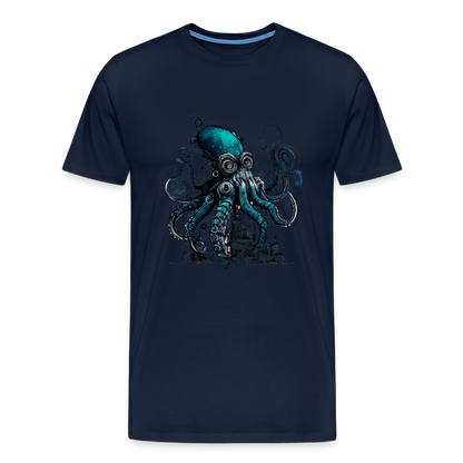 Steampunk Riesenkraken über kleinem Dorf - Männer Premium T-Shirt - by Artful Alchemist
