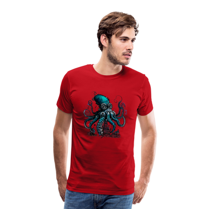 Steampunk Riesenkraken über kleinem Dorf - Männer Premium T-Shirt - by Artful Alchemist