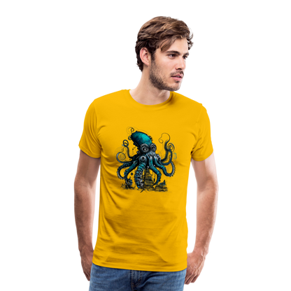 Steampunk Riesenkraken über kleinem Dorf - Männer Premium T-Shirt - by Artful Alchemist